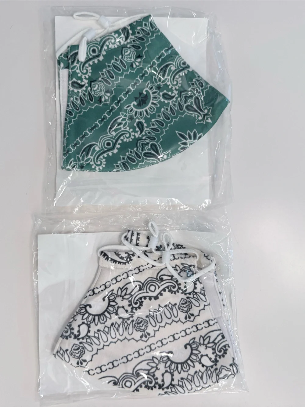 Tory Burch Printed Bandana Face Masks - Green & White Set